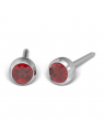 Studex System 75 Ruby earrings in a full silver setting, 3mm