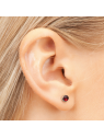 Studex System 75 Ruby earrings in a full silver setting, 3mm