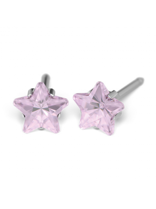 Studex System 75 Earrings Pink Cubic Zirconia Star Cut 5mm