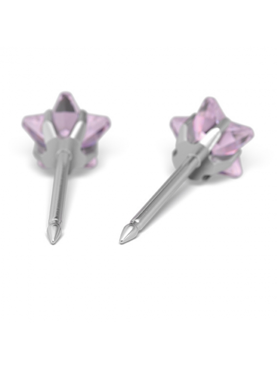 Studex System 75 Earrings Pink Cubic Zirconia Star Cut 5mm