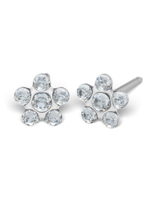 Studex System 75 Gänseblümchen-Ohrringe mit Diamant – 5 Diamanten, Silber, 5 mm