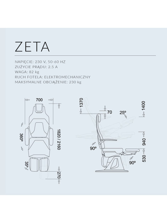 Scaun de podologie NAMROL Zeta 4 net - 4 motoare cu suport de picioare divizat