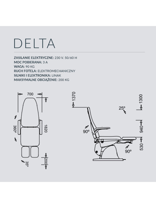 Fotel podologiczny NAMROL Delta 2 - 2 silniki bez dzielonego podnóżka