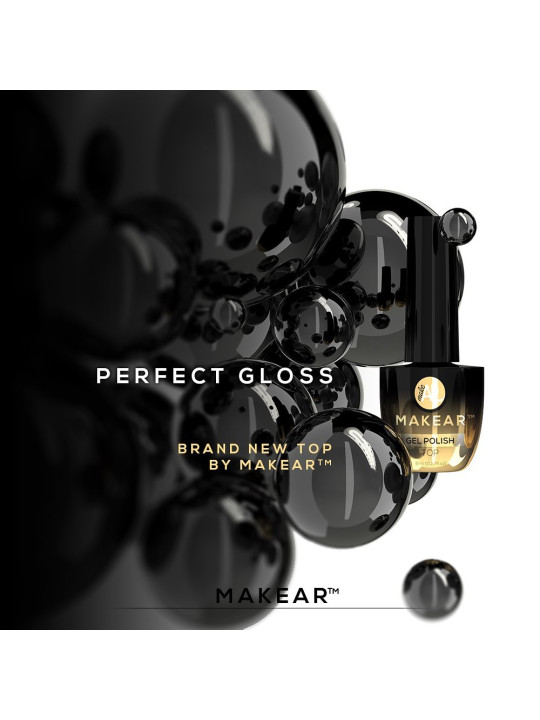 Makear Top No Wipe Perfect Gloss 15 ml - A befejező felső nem tartalmaz diszperziós réteget