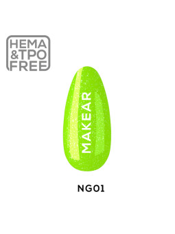 Makear Hybrid nagų lakas 8ml - Neon Glitter NG01