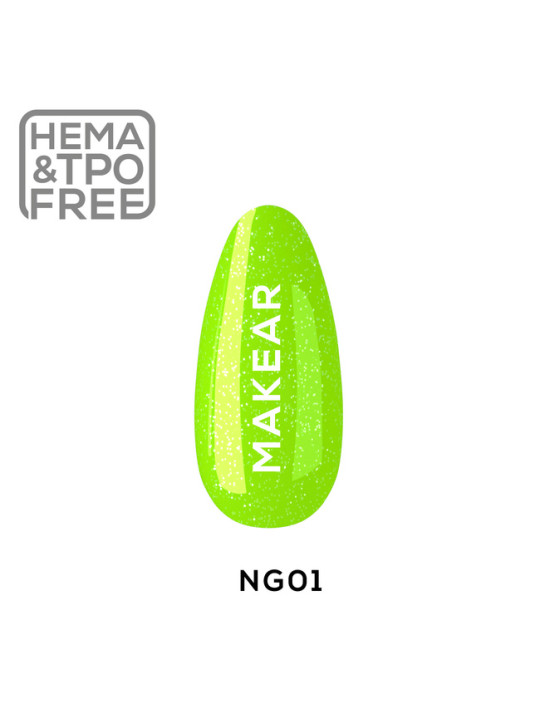 Lac de unghii Makear Hybrid 8ml - Neon Glitter NG01