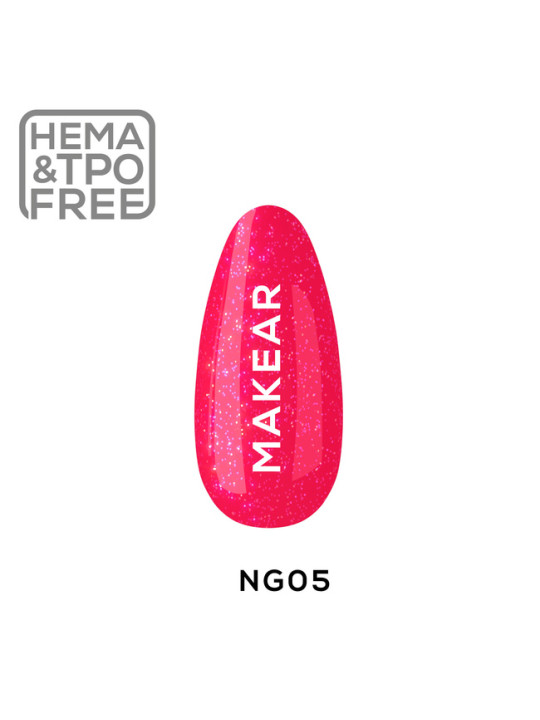 Makear Hybrid lak na nehty 8ml - Neon Glitter NG05