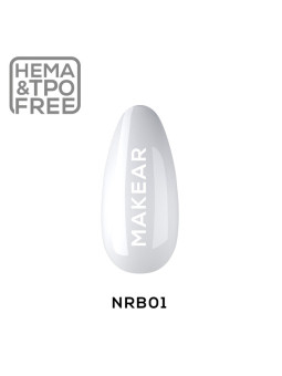 Makear Rubber Base Nude 8 ml - Guminis pagrindas NRB01 Baltas