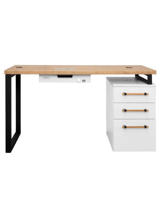 VENTO PRO Maniküre Moderno 6 Schreibtisch mit Holzplatte mit Absorber und Holzgriffen