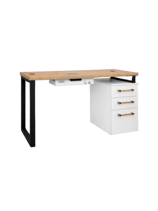 VENTO PRO Maniküre Moderno 6 Schreibtisch mit Holzplatte mit Absorber und Holzgriffen