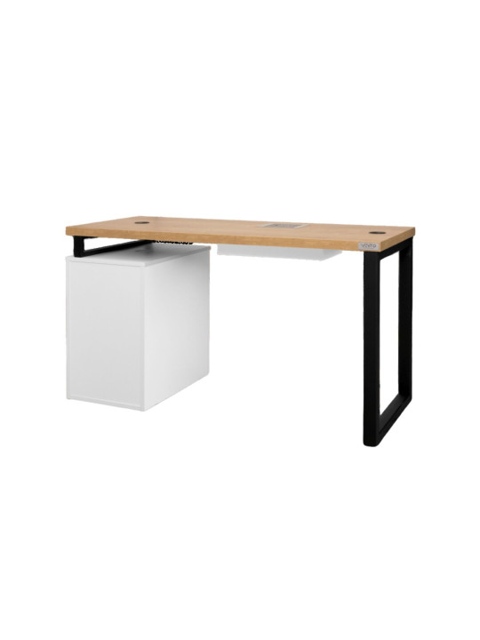 VENTO PRO Maniküre Moderno 6 Schreibtisch mit Holzplatte mit Absorber und Holzgriffen