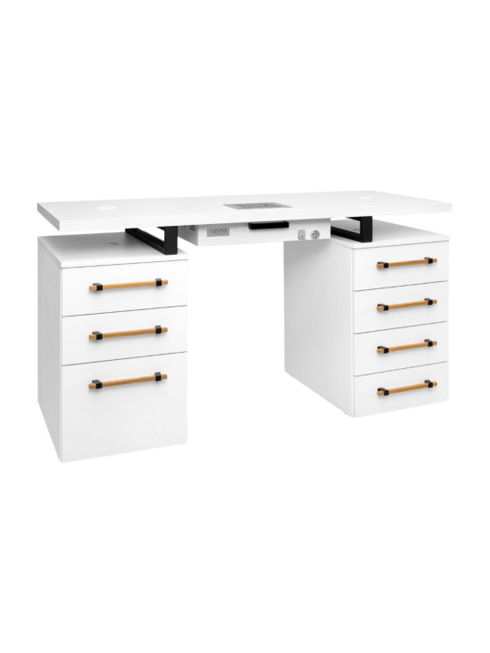 VENTO PRO Manikúra Moderno Duo 5 Desk White Top s absorbérem a dřevěnými rukojeťmi