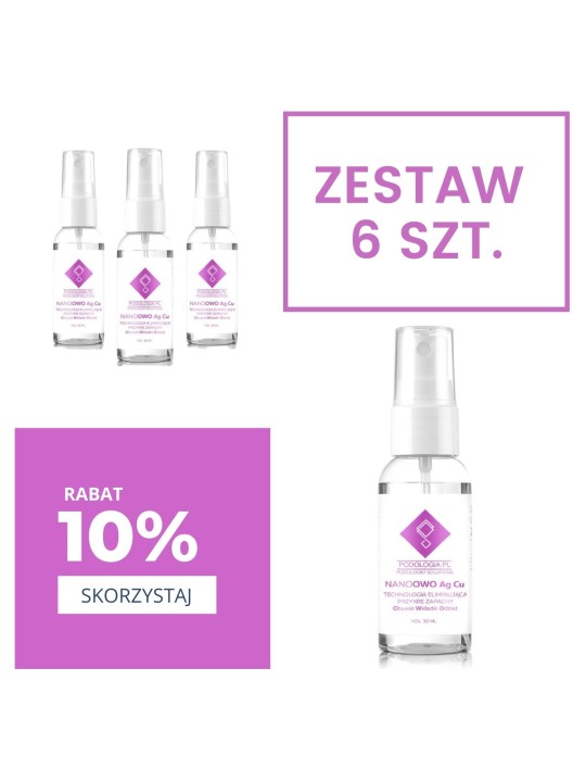 NanoOWO Ag Cu - Kellemetlen szagokat megszüntető készítmény 30 ml 6 darabos készlet