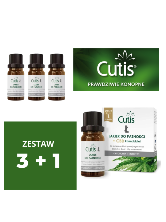 CUTIS Ł Lac de unghii cu CBD 10 ml Pachetul 3 + 1