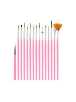 Mavi Set of Decorating Brushes Set 15 Pcs Pink