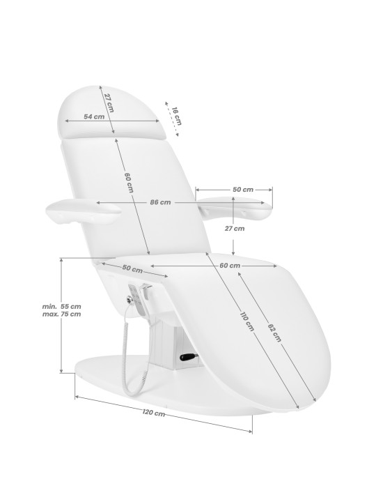 Fotel kosmetyczny elektryczny 2240K Eclipse 3 siln. biały z kołyską