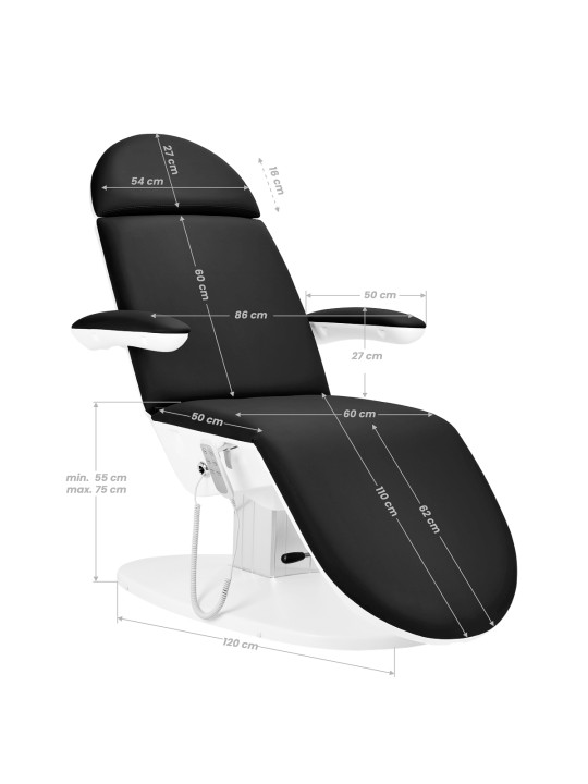 Fotel kosmetyczny elektryczny 2240K Eclipse 3 siln. czarny z kołyską