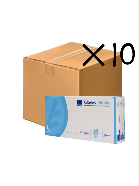 Abena Rękawice nitrylowe bezpudrowe niebieskie L 10 szt pakiet