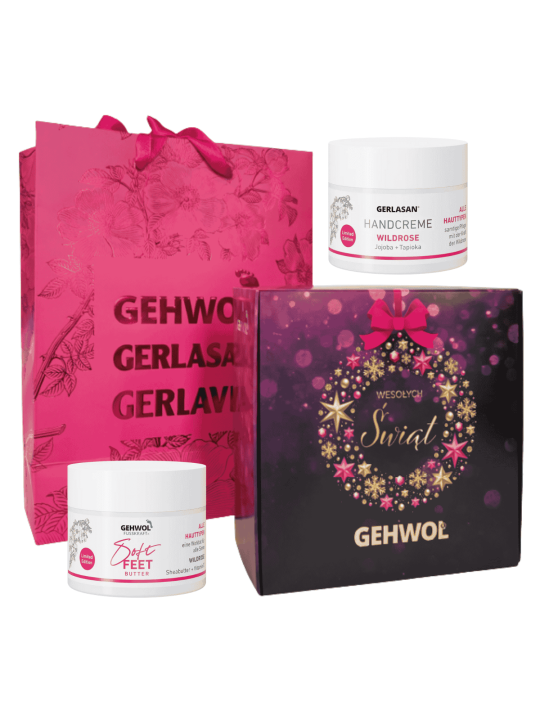 GEHWOL Zestaw Świąteczny - Krem do rąk Dzika Róża 50ml Masło Dzika Róża 50ml plus Próbki